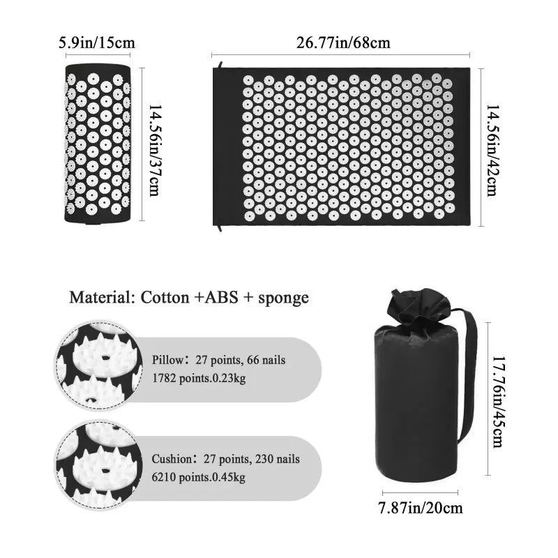 Acupressure Yoga Mat & Pillow Set – Muscle Relaxation and Stress Relief