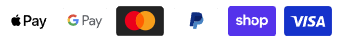 We accept Apple Pay, Google Pay, Mastercard, PayPal, Shop Pay and Visa